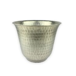 Vaso De Alumínio cor Prata Decorativo (Tamanho M) 21cm