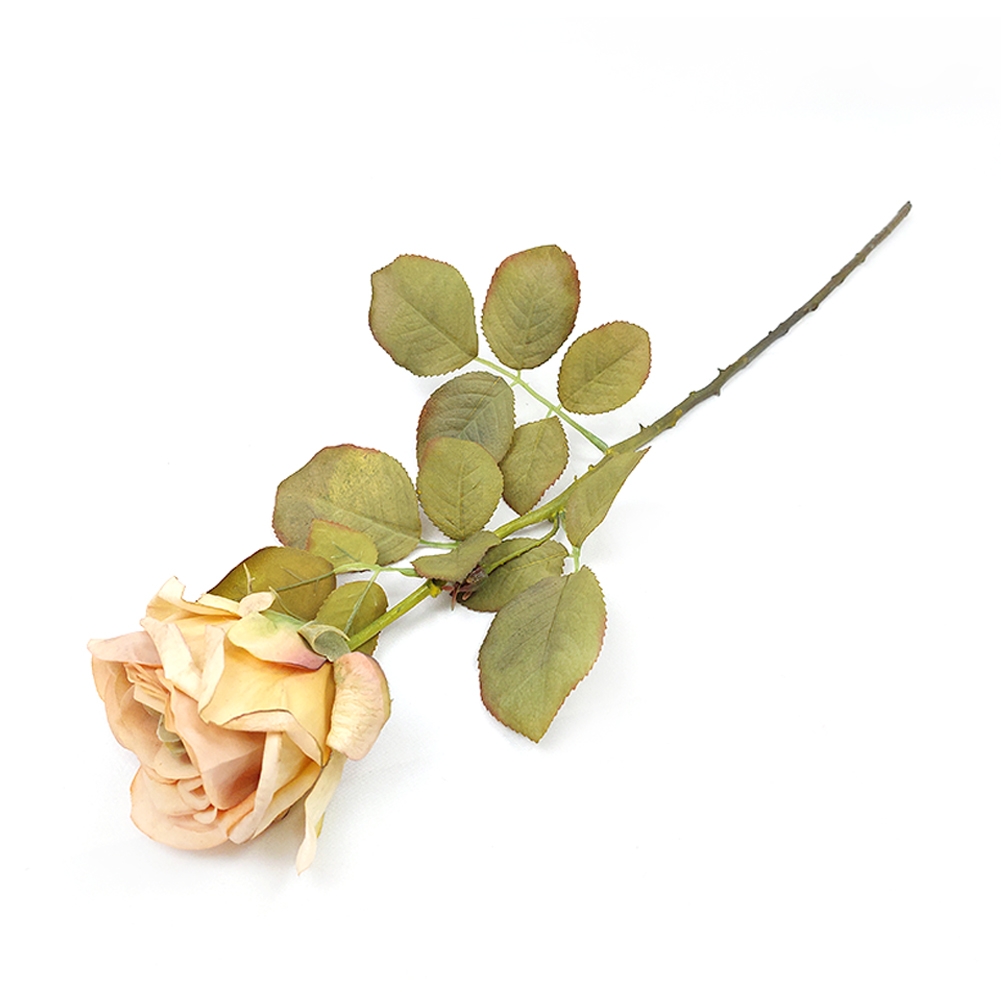 Haste de Rosa com Folhas Artificial 70cm - Brasfama Decorações