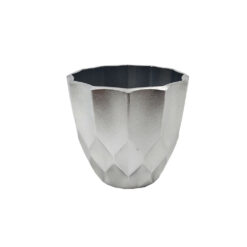 Vaso Hexagonal de Melamina Prata para Decoração 10cm