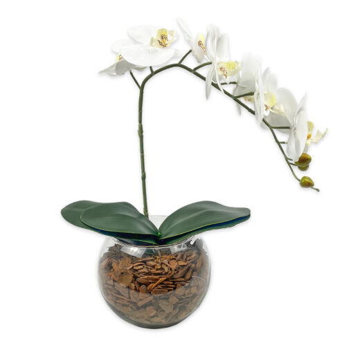 Arranjo de Orquídea Branco com Miolo Amarelo Artificial - Brasfama  Decorações