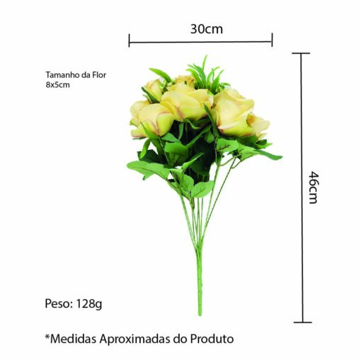 Buquê de Rosas com Botão Artificial 46cm