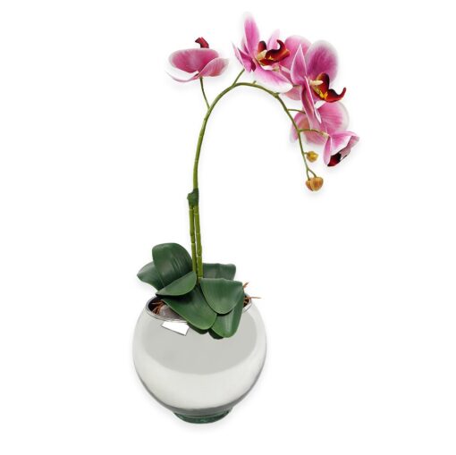 Arranjo de Orquídea Lilás com Branco com vaso prateado Artificial -  Brasfama Decorações