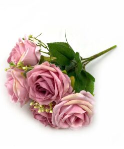 Buquê Rosas Flor Artificial Decoração Casamento 32cm