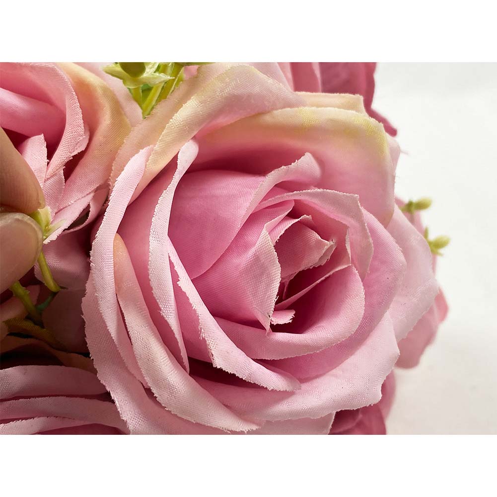Buquê Rosas Flor Artificial Decoração Casamento 32cm - Brasfama Decorações