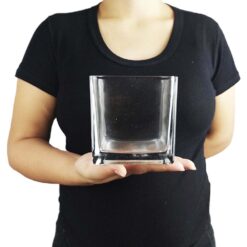 Vaso Quadrado de Vidro Médio Transparente 11,8cm