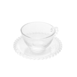 Conjunto 4 Xícaras de Chá de Cristal com Pires Pearl 180ml