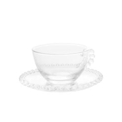 Conjunto 4 Xícaras de Chá de Cristal com Pires Pearl 180ml